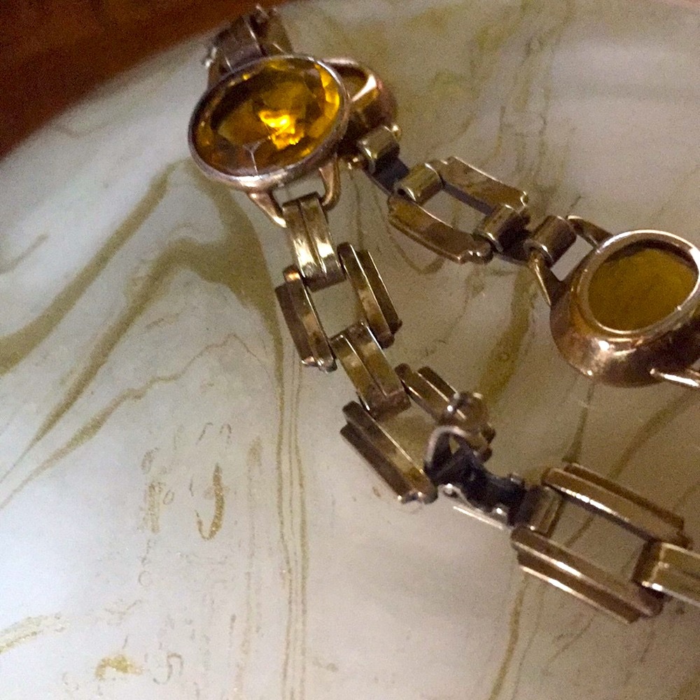 10k GF vintage cabochon link bracelet - Picture 6 of 7